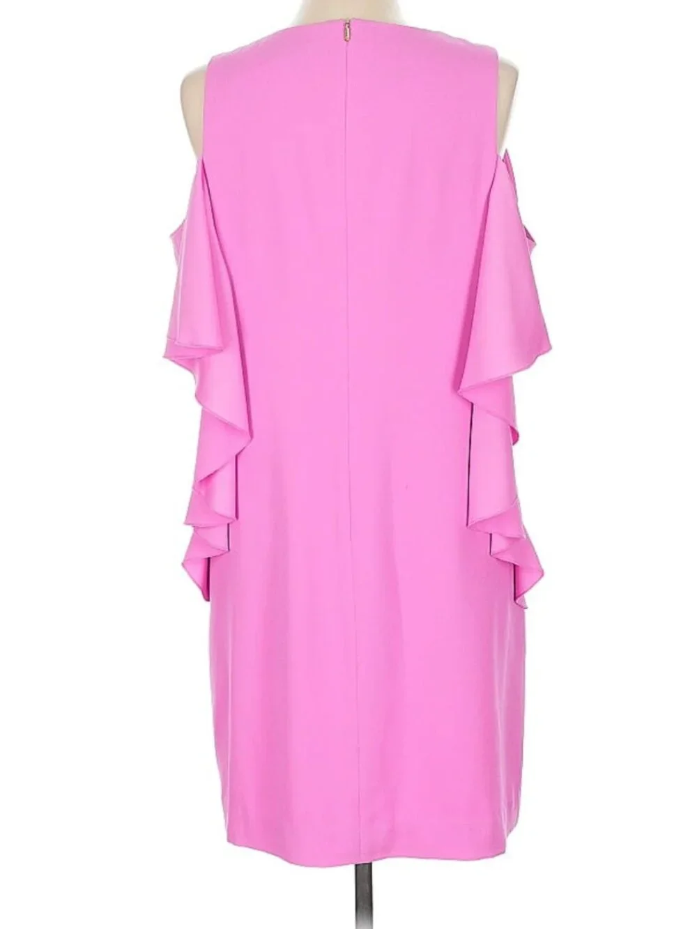 Trina Turk Pink Cold-Shoulder Ruffle Dress – Size 10